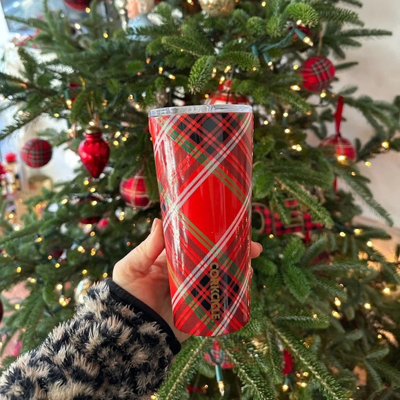 Corkcicle Holiday Tumbler- Red Tartan Plaid - Picture 1 of 5